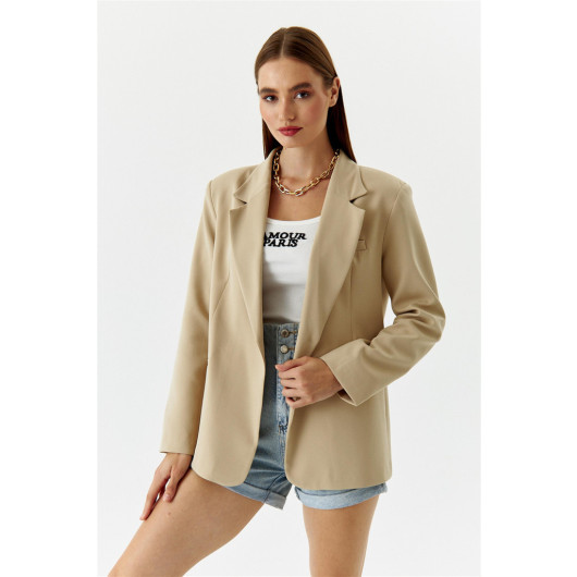 Single Button Blazer Mink Women's Jacket