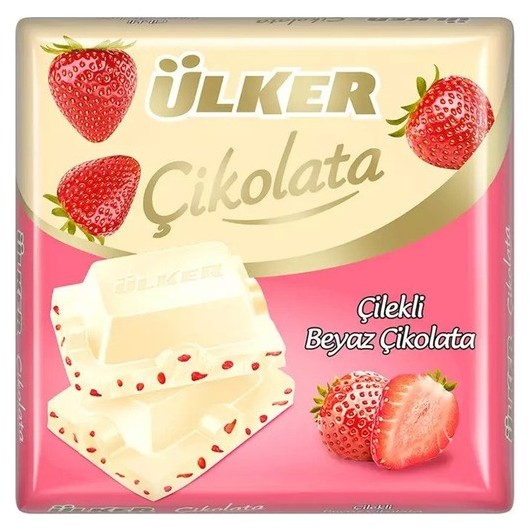 Ülker Square Strawberry Particle White Chocolate 60 Gx 6 Pieces