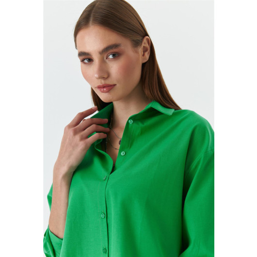 Long Sleeve Shirt Shorts Green Women's Suit