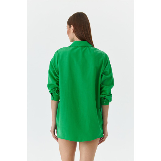 Long Sleeve Shirt Shorts Green Women's Suit
