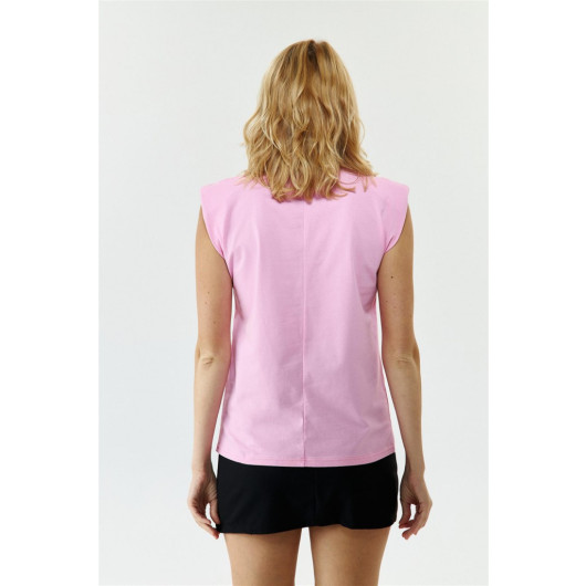 Padded Zero Sleeve Pink Women's T-Shirt