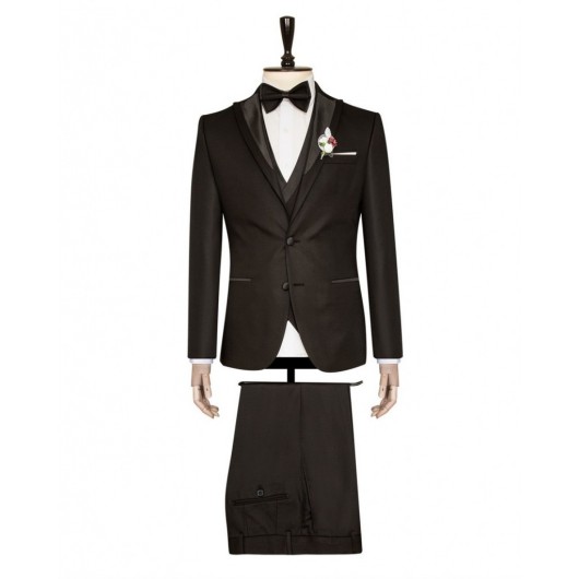 Vest Black Slim Fit Groom Suit
