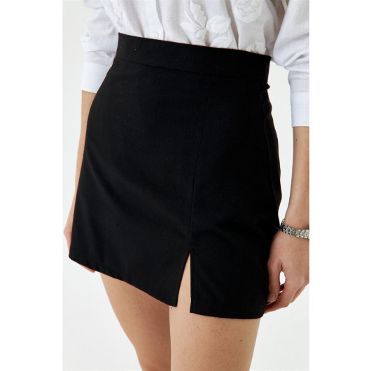 Slit Black Mini Skirt