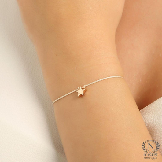 925 Sterling Silver Threaded Star Bracelet, Pink