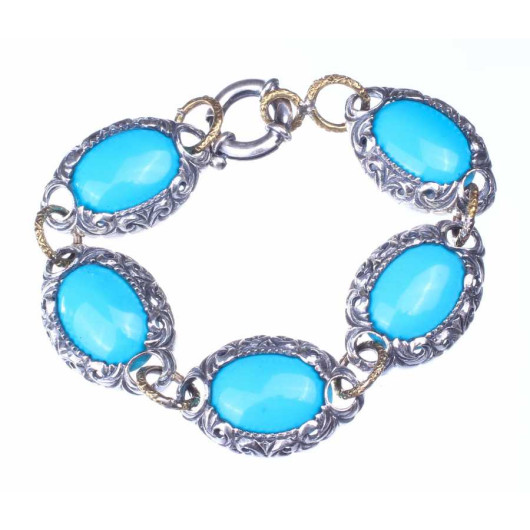 Sultana Gulbahar Bracelet With Turquoise Stone - Nusret Taki Jewelry