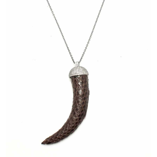 925 Sterling Silver Snake Skin Ivory Necklace
