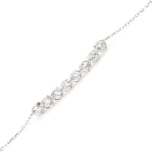 925 Sterling Silver Zircon Stone 8 Row Waterway Bracelet