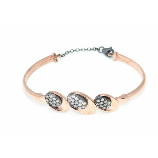 925 Sterling Silver Women's Bracelet With Three Oval Shapes