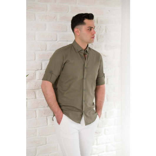 Textured Slimfite Men's Shirt With Advante Collar Buttons