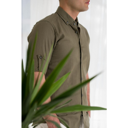 Textured Slimfite Men's Shirt With Advante Collar Buttons