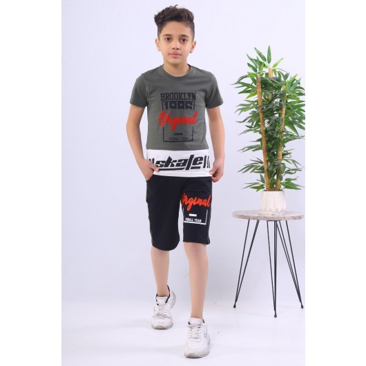 Bottom Top Printed Military Green Boys Suit 210