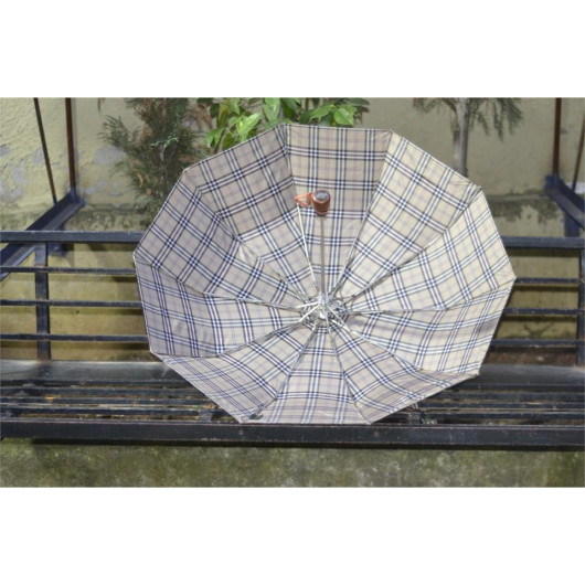 April Special Mini Automatic 10 String Umbrella Beige