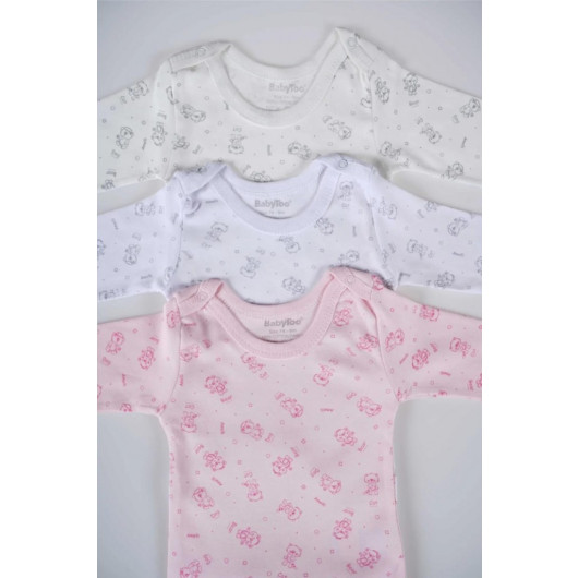 3-Piece Mixed Pattern Long Sleeve Baby Snapped Body