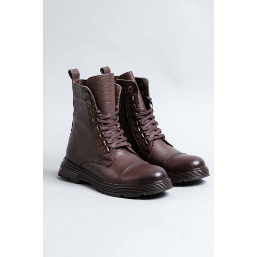 Lace-Up Leather Men's Boots