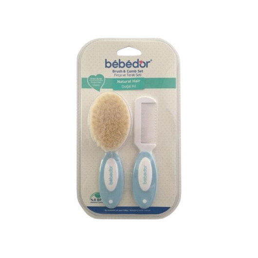 Bebedor Natural Bristle Brush Comb Set - Blue
