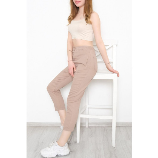 HIGH-WAIST TROUSERS - Light mink