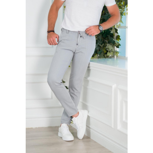 Elastic Waist Summer Thin Tencel Fabric Yarn Regular Fit Men's Jogger Trousers