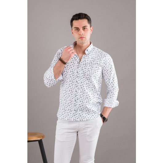 Bican Printed Patterned Collar Button Slimfite Men's Shirt