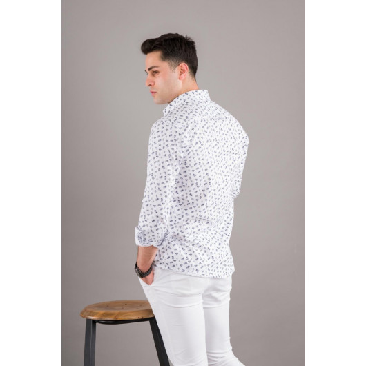 Bican Printed Patterned Collar Button Slimfite Men's Shirt