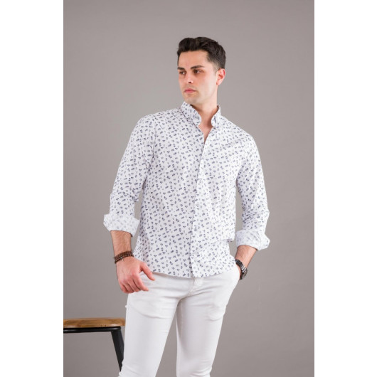 Bican Printed Patterned Collar Button Slimfite Men's Shirt