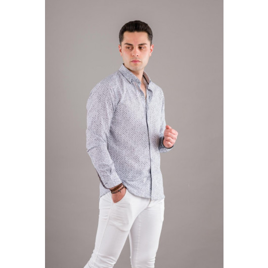Bican Patterned Collar Buttoned Slimfit Men's Shirt