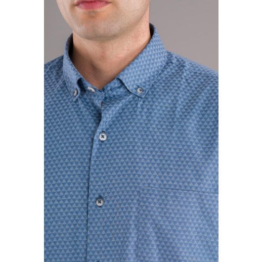 Bican Classic Cut Patterned Long Sleeve Shirt With Pockets