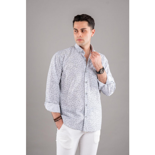 Bican Classic Cut Patterned Long Sleeve Shirt With Pockets