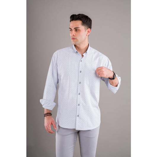 Bican Classic Cut Patterned Long Sleeve Shirt With Pockets