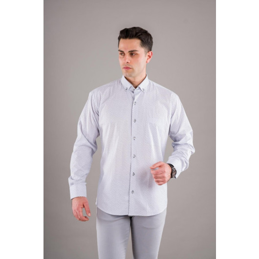 Bican Classic Cut Patterned Long Sleeve Shirt With Pockets