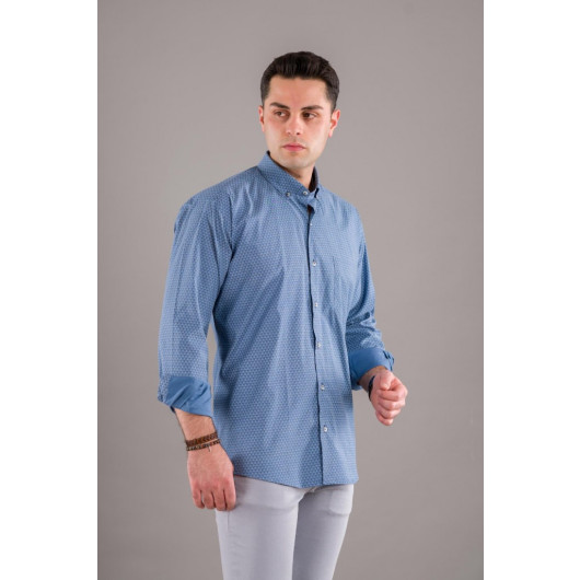 Bican Classic Cut Patterned Long Sleeve Shirt With Pockets