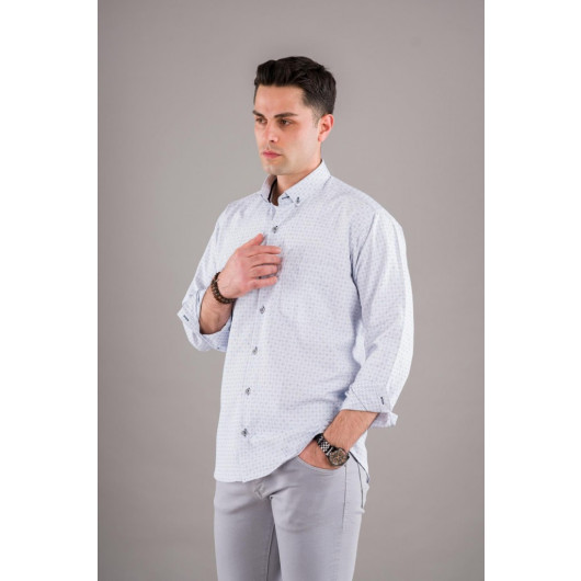 Bican Classic Cut Patterned Long Sleeve Shirt With Pockets