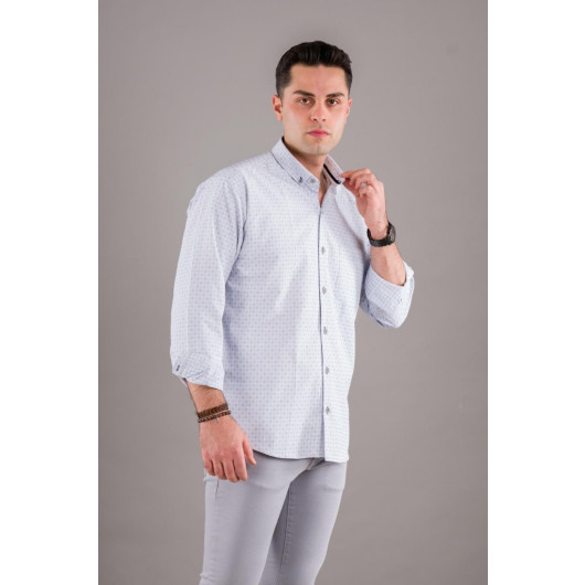 Bican Classic Cut Patterned Long Sleeve Shirt With Pockets