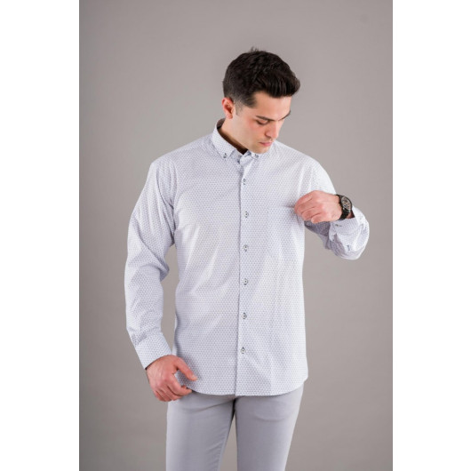 Bican Classic Cut Patterned Long Sleeve Shirt With Pockets