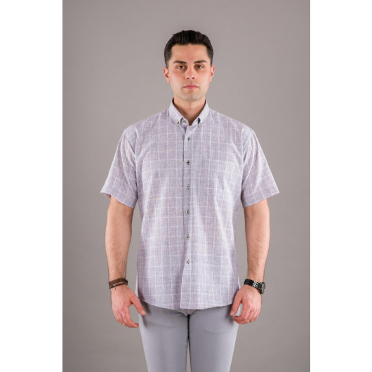 Bican Classic Cut Men's Shirt With Pocket Plaid Pattern Cotton