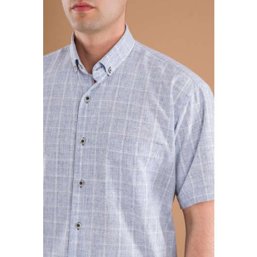 Bican Classic Cut Men's Shirt With Pocket Plaid Pattern Cotton