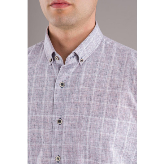 Bican Classic Cut Men's Shirt With Pocket Plaid Pattern Cotton