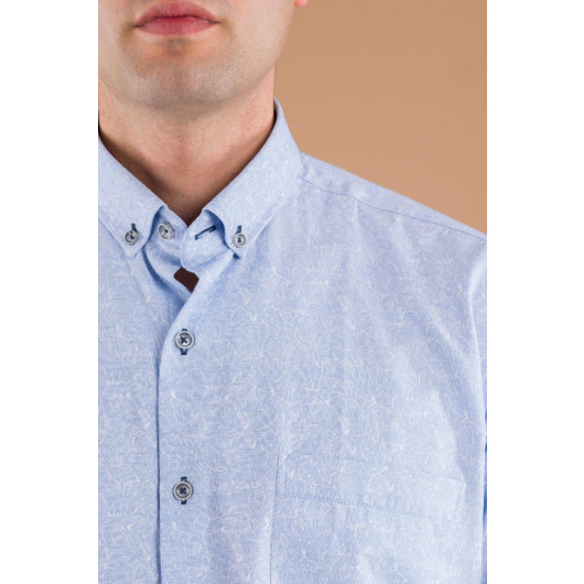 Bican Classic Cut Shirt With Pocket Patterned Cotton Long Sleeve Shirt