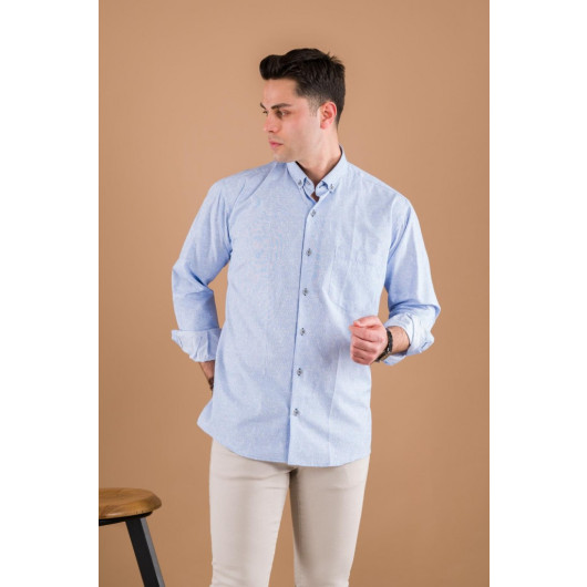 Bican Classic Cut Shirt With Pocket Patterned Cotton Long Sleeve Shirt