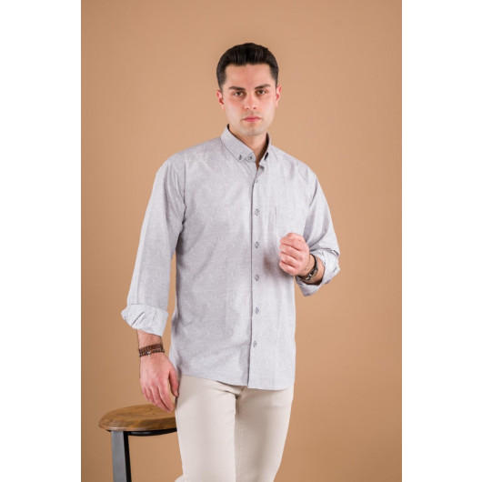 Bican Classic Cut Shirt With Pocket Patterned Cotton Long Sleeve Shirt