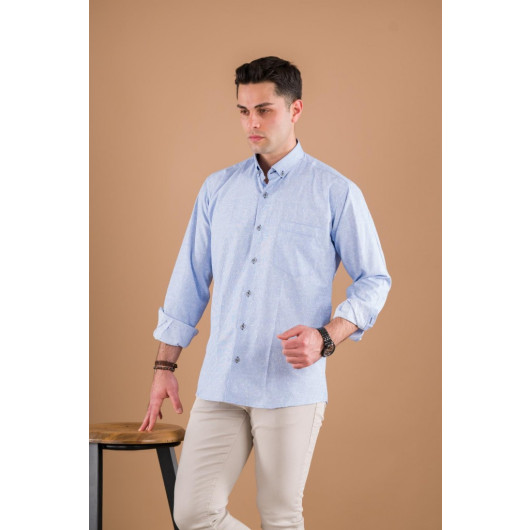 Bican Classic Cut Shirt With Pocket Patterned Cotton Long Sleeve Shirt