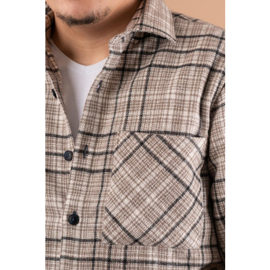 Bican Overisze Single Pocket Men's Lumberjack Shirt