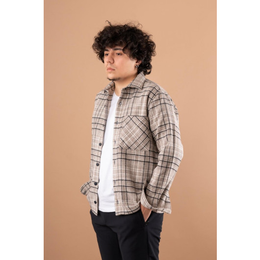 Bican Overisze Single Pocket Men's Lumberjack Shirt