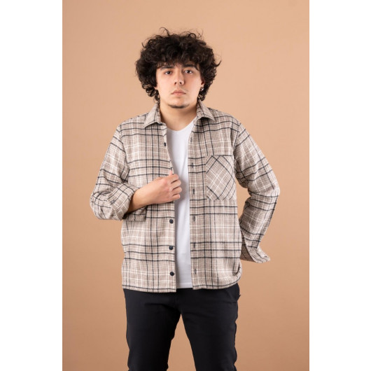 Bican Overisze Single Pocket Men's Lumberjack Shirt