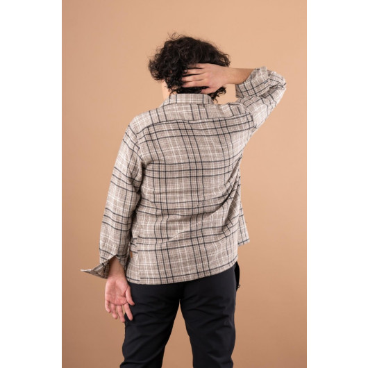 Bican Overisze Single Pocket Men's Lumberjack Shirt