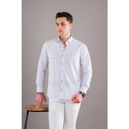 Bican Point Collar Button Slimfite Men's Shirt