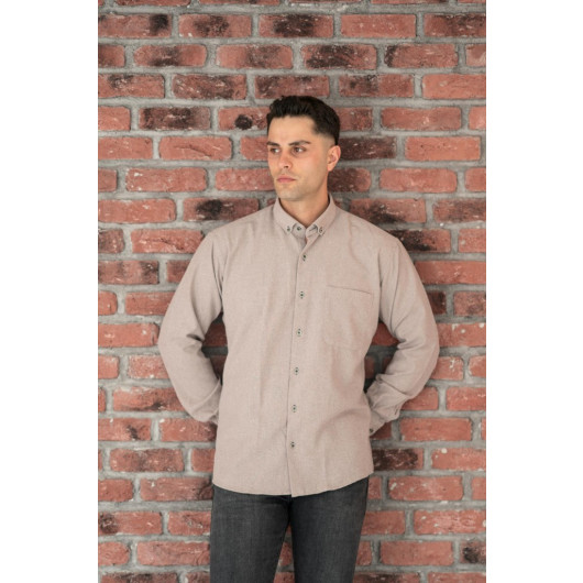 Bican Comfortable Cut Thick Fabric Men's Shirt With Pockets