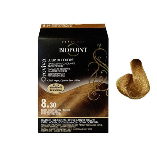 Biopoint Orovivo Elisir Colore Hair Color 8.30 Natural Light Golden Blonde - Natural Golden Blonde