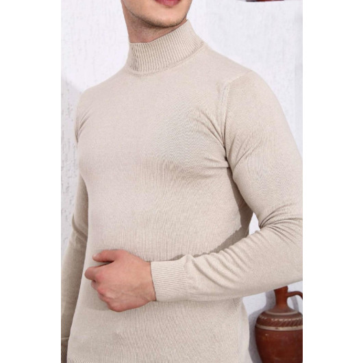 Brng Half Balikçi Slimfit Lycra Men's Sweater