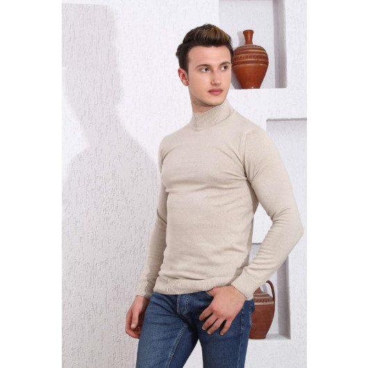 Brng Half Balikçi Slimfit Lycra Men's Sweater