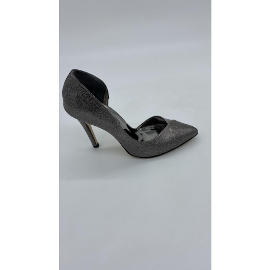 Women's Shoes With High Heels, Silver Color, Suitable For Evenings And Parties, Çagatay 052